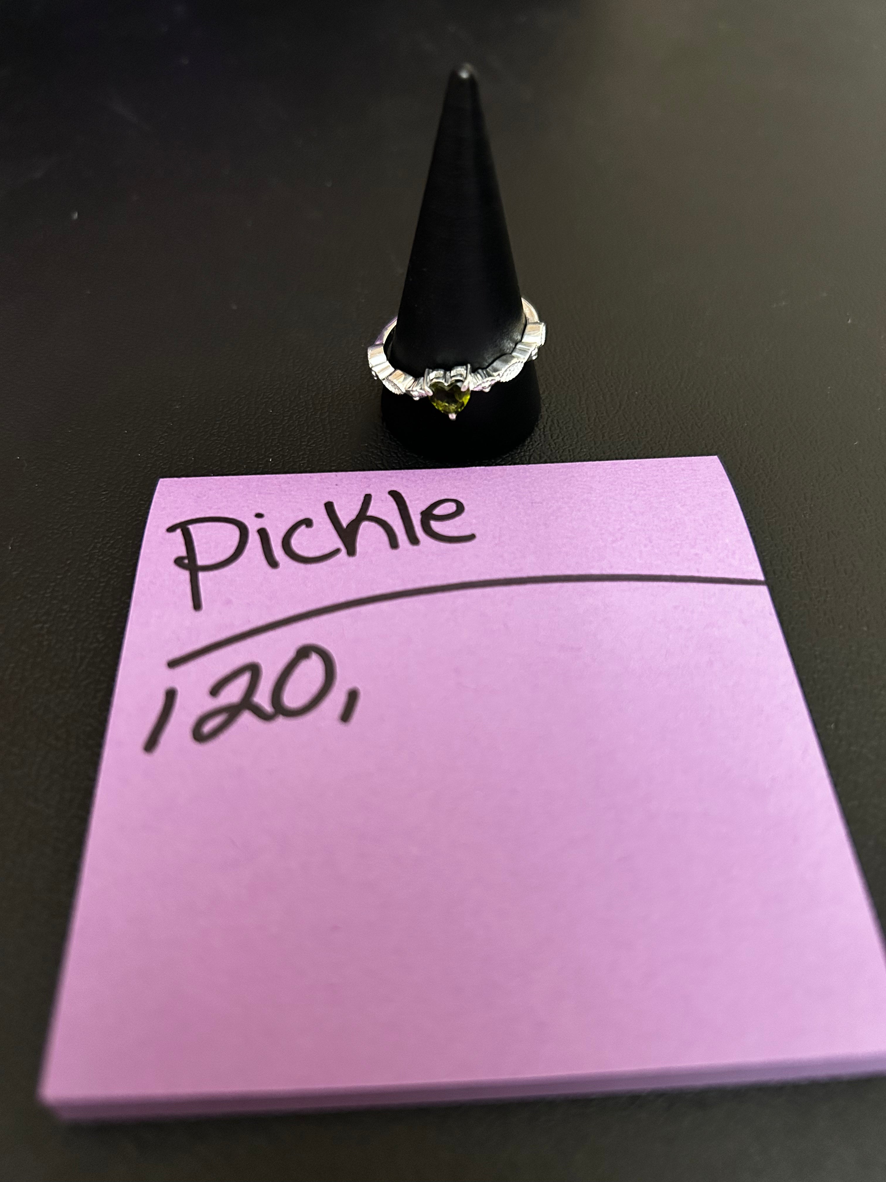 @pickle Moldavite heart ring